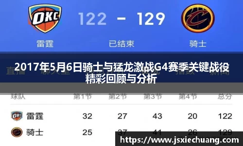 2017年5月6日骑士与猛龙激战G4赛季关键战役精彩回顾与分析